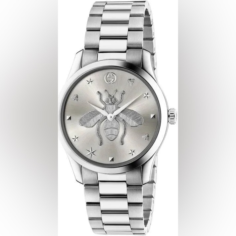 Silver Gucci G Timeless Bee watch 38mm